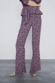 Zara Floral Print Blouse and Flared Pants at Zara