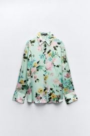 Zara Floral Print Satin Shirt at Zara