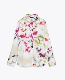 Zara Floral Print Satin Shirt at Zara