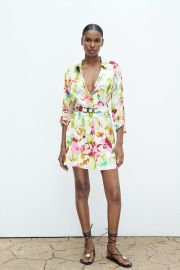 Zara Floral Print Shirt Dress at Zara