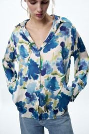 Zara Floral Satin Blouse at Zara