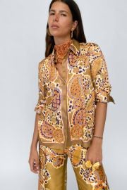 Zara Flowy Printed Blouse in Toffee at Zara