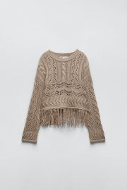 Zara Fringed Knit Sweater at Zara