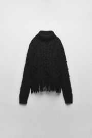 Zara Fringed Knit Sweater at Zara