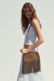 Zara Fringed Split Suede Mini Crossbody Bag at Zara