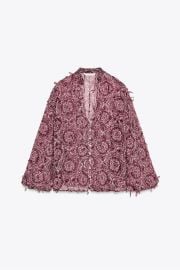 Zara Fringed Textured Button Up Shirt at Zara