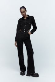 Zara Full Length Cut Out TRF Denim Jumpsuit at Zara