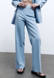 Zara High Waist Bootcut Pants in Sky Blue at Zara