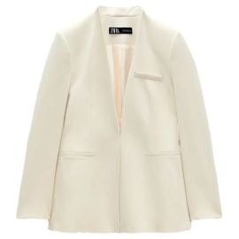 Zara Inverted Lapel Blazer in Ecru at Zara