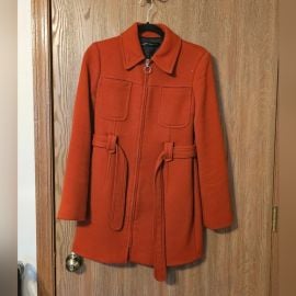 Zara Jackets amp Coats Rust Orange Belted Coat Poshmark at Poshmark
