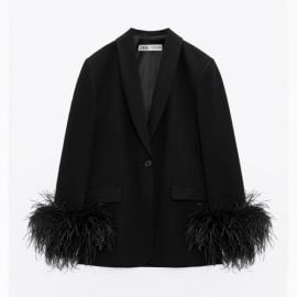 Zara Jackets amp Coats Straight Cut Feather Blazer Poshmark at Poshmark