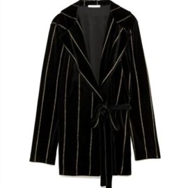 Zara Jackets amp Coats Zara Black Velvet Belted Blazer With Gold Pinstripes Poshmark at Poshmark