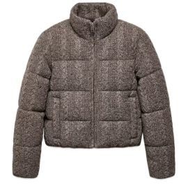 Zara Jackets amp Coats Zara Cableknit Puffer In A Light Brown Heather Poshmark at Poshmark