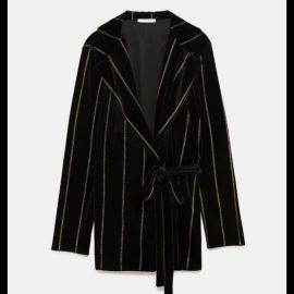 Zara Jackets amp Coats Zara Velvet Blazer With Gold Pin Stripes Poshmark at Poshmark