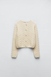 Zara Jewel Button Knit Cardigan at Zara