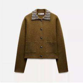 Zara Jewel Collar Cardigan at Zara
