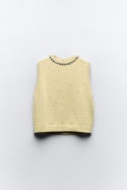 Zara Jewel and Pearl Knit Top at Zara