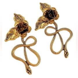 Zara Jewelry Zara Gold Snake And Rose Earrings Poshmark at Poshmark