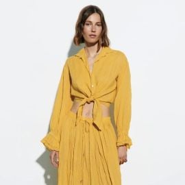 Zara Knotted Ramie Shirt at Zara