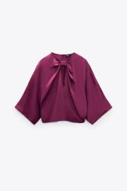 Zara Knotted Satin Effect Blouse at Zara