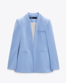 Zara Lapelless Fitted Blazer in Light Blue at Zara