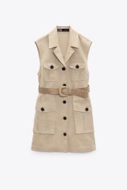 Zara Linen Blend Belted Vest at Zara