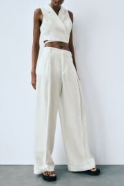 Zara Linen Blend Full Length Pants at Zara