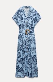 Zara Linen Blend Printed Shirt Dress at Zara