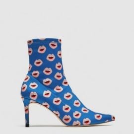 Zara Lips Print High Heel Stretch Ankle Boots at Zara