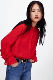 Zara Long Sleeve Blouse with Ruffles at Zara