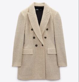 Zara Longline Wool Blend Boucle Blazer at Zara