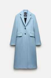 Zara Manteco Wool Coat in Sky Blue ZW Collection at Zara