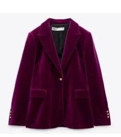 Zara Maroon Purple Velvet Blogger Favorite Blazer Size Womenaposs XL fits like an L eBay at eBay