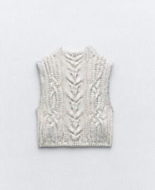 Zara Metallic Cable Knit Vest at Zara