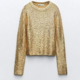 Zara Metallic Crackled Sweater at Zara