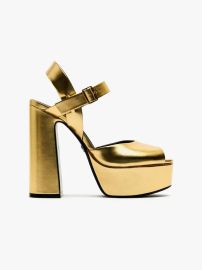 Zara Metallic Platform Heeled Sandals at Zara