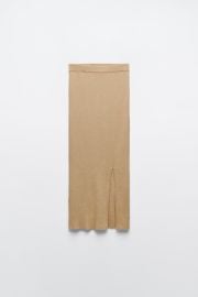 Zara Metallic Thread Knit Midi Skirt in Golden at Zara