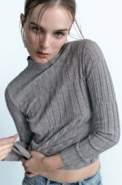 Zara Mock Neck Ribbed Knit Sweater at Zara