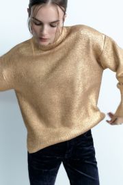 Zara Oversized Metallic Knit Sweater at Zara