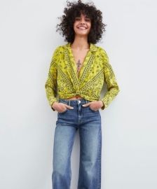 Zara Paisley Bandana Top in Neon Yellow at Zara