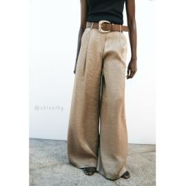 Zara Pants amp Jumpsuits Zara Satin Wideleg Belted Pants Poshmark at Poshmark