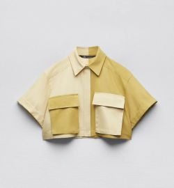 Zara Patchwork Gabardine Shirt at Zara