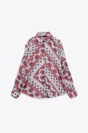 Zara Patchwork Print Satin Shirt at Zara