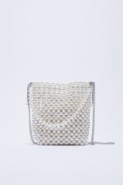 Zara Pearl Bead Mini Bucket Bag at Zara