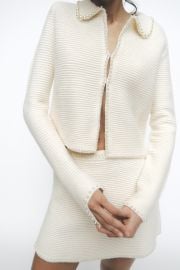 Zara Pearl Knit Cardigan at Zara