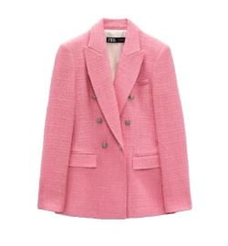 Zara Pink Tweed Blazer at Zara
