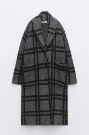 Zara Plaid Knit Jacquard Coat at Zara