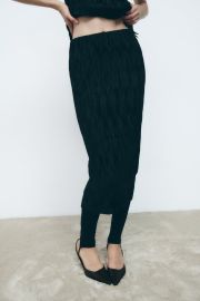 Zara Pleated Midi Skirt in Black at Zara