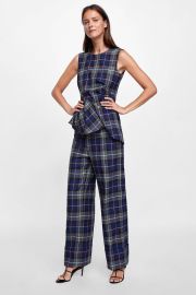 Zara Pleated Plaid Top and Pants at Zara