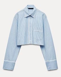 Zara Poplin Striped Lapel Collar Cropped Shirt at Zara